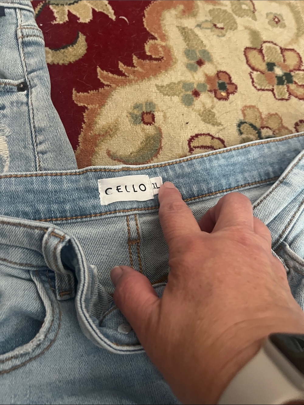 Cello Light Blue Distressed Women's Denim Shorts-set of 2 - Picture 3 of 4